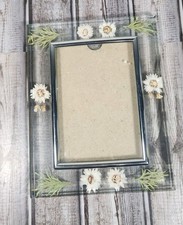 Vintage Glass Dried Pressed Flower Picture Frame For 5x7 Picture, Missing Easel