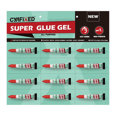 Super Glue Gel 3 Gram (Pack of 12), Clear Instant CA Glue Multipack for Plastic