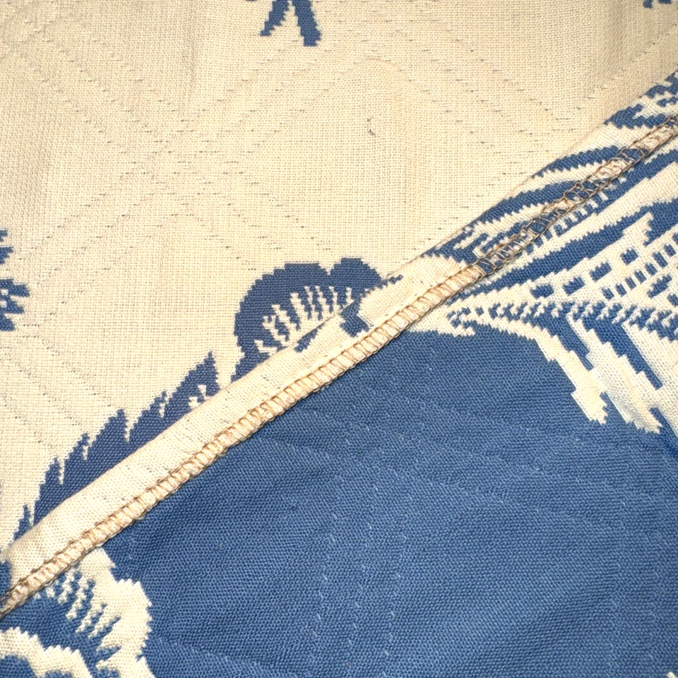 Tecido reversível holandês azul creme floral algodão matelassê decoração amostra #9 - Imagem 3 de 4