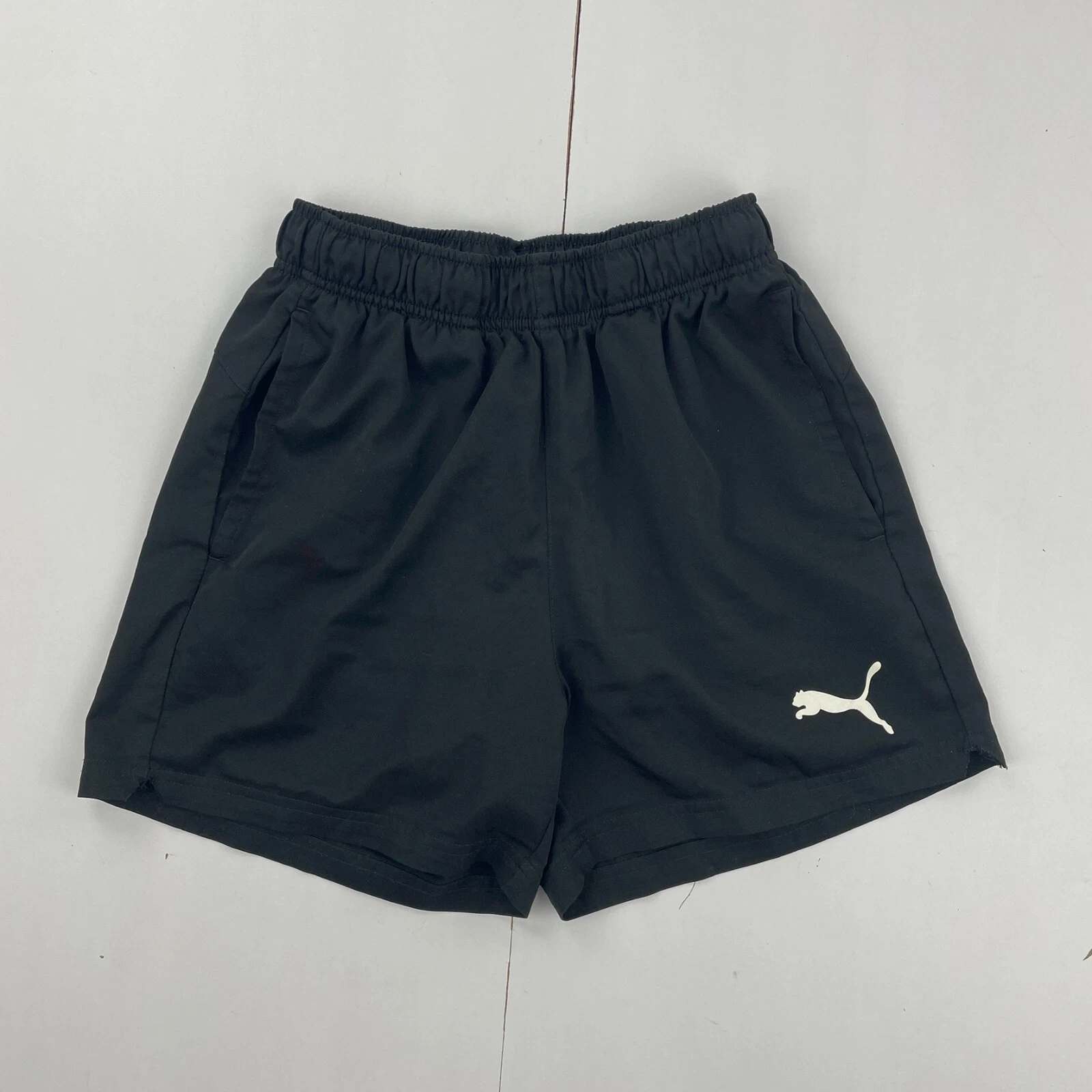PUMA pantaloncino pantaloncino piccolo nero uomo elastico in vita tasche logo