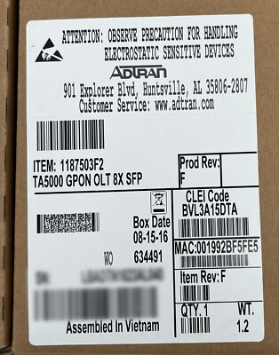ADTRAN 1187503F2 TA5000 GPON OLT 8-Port SFP ((WE BUY ADTRAN!!))