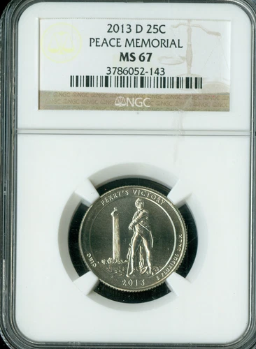 2013 D PEACE MEMORIAL QUARTER NGC MS67 PQ 2ND FINEST GRADE*
