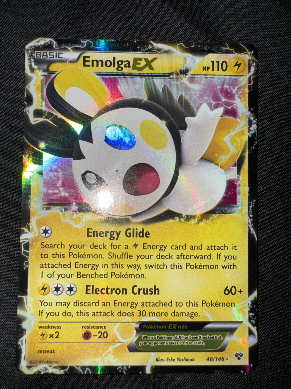CARTE POKEMON FR XY DE BASE - EMOLGA EX 46/146 ULTRA RARE - TBE NEAR MINT