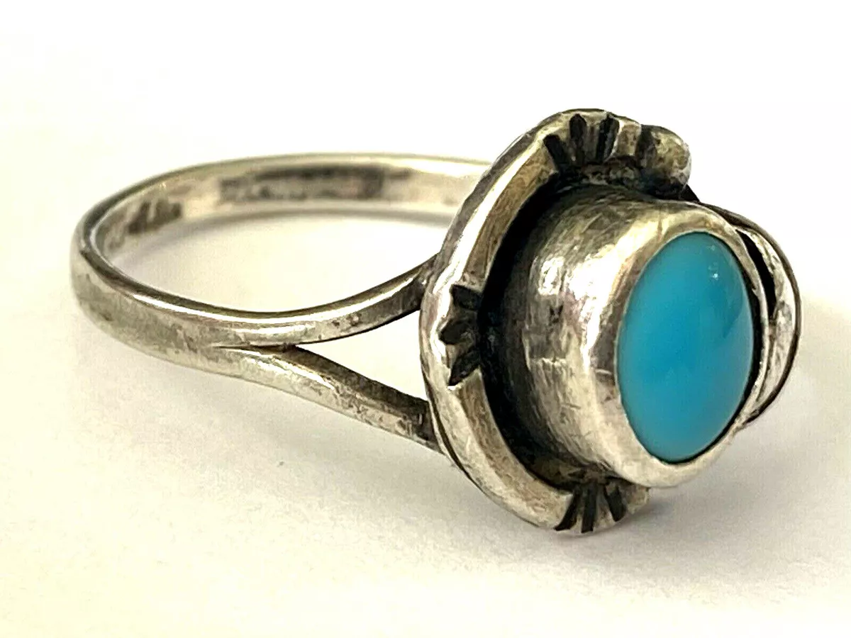 Vintage Turquoise Ladies Ring Sterling Silver 925 Mexico FIS Size