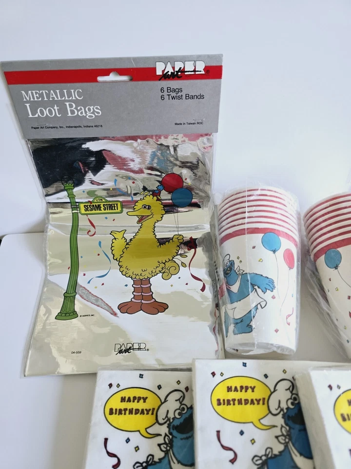 Sesame Street Big Bird Cookie Monster Vintage Birthday Party Supplies Lot Of 12 - Image 3 of 4