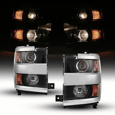 Set Headlights For 2015-2019 Chevy Silverado 2500HD 3500HD LED Projector Lmaps