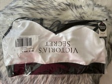 Victoria's Secret PINK Ultimate Lightly Lined Sport Bra Optic White Black Large