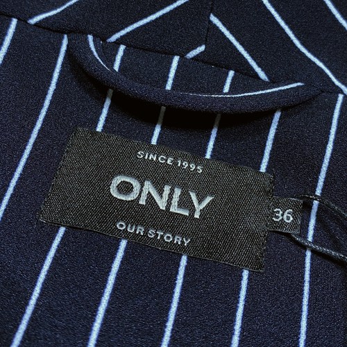 Only Carolina Navy & White Pinstripe Tie Blazer Jacket Size UK 8 (Eu36) Bnwt - Picture 6 of 10