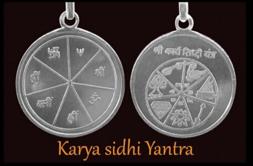 Colgante de medallón de plata pura Karya Siddhi Yantra - Imagen 1 de 1