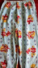 VTG 60s Cotton Flannel Football Novelty Print, Boys 6-8 Yrs PJ Pajama Bottoms