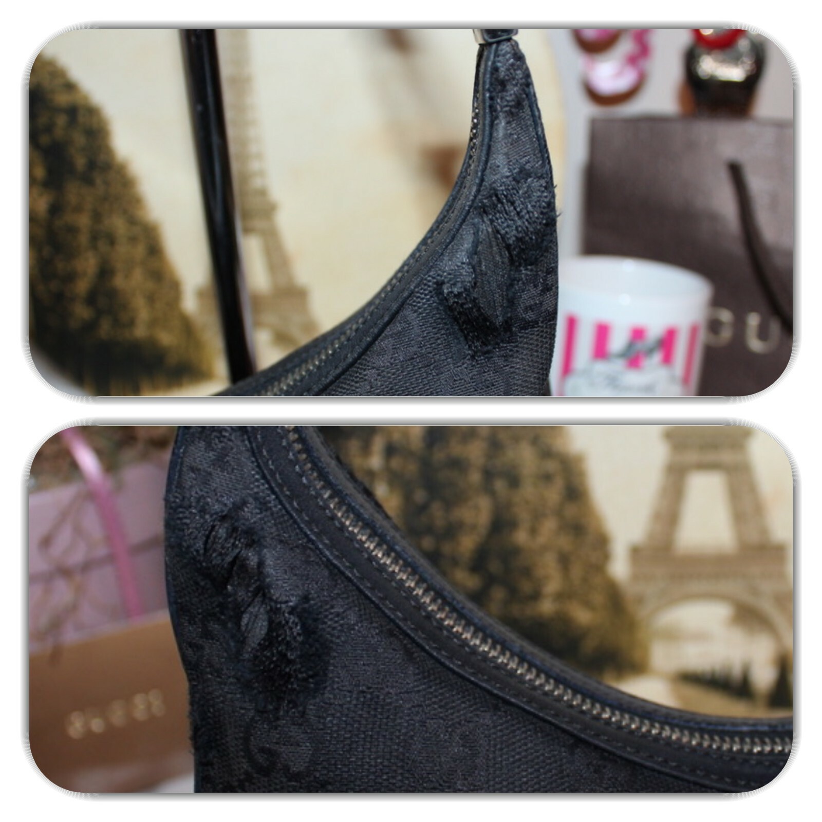 ALLURING GUCCI BLACK GG MONOGRAM SMALL HANDBAG! - image 2