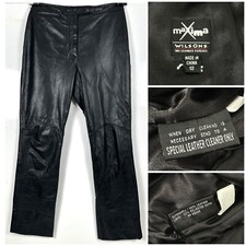 Vintage 90s Y2K High Waist Black Wilsons Maxima Leather Pants Womens Size 12