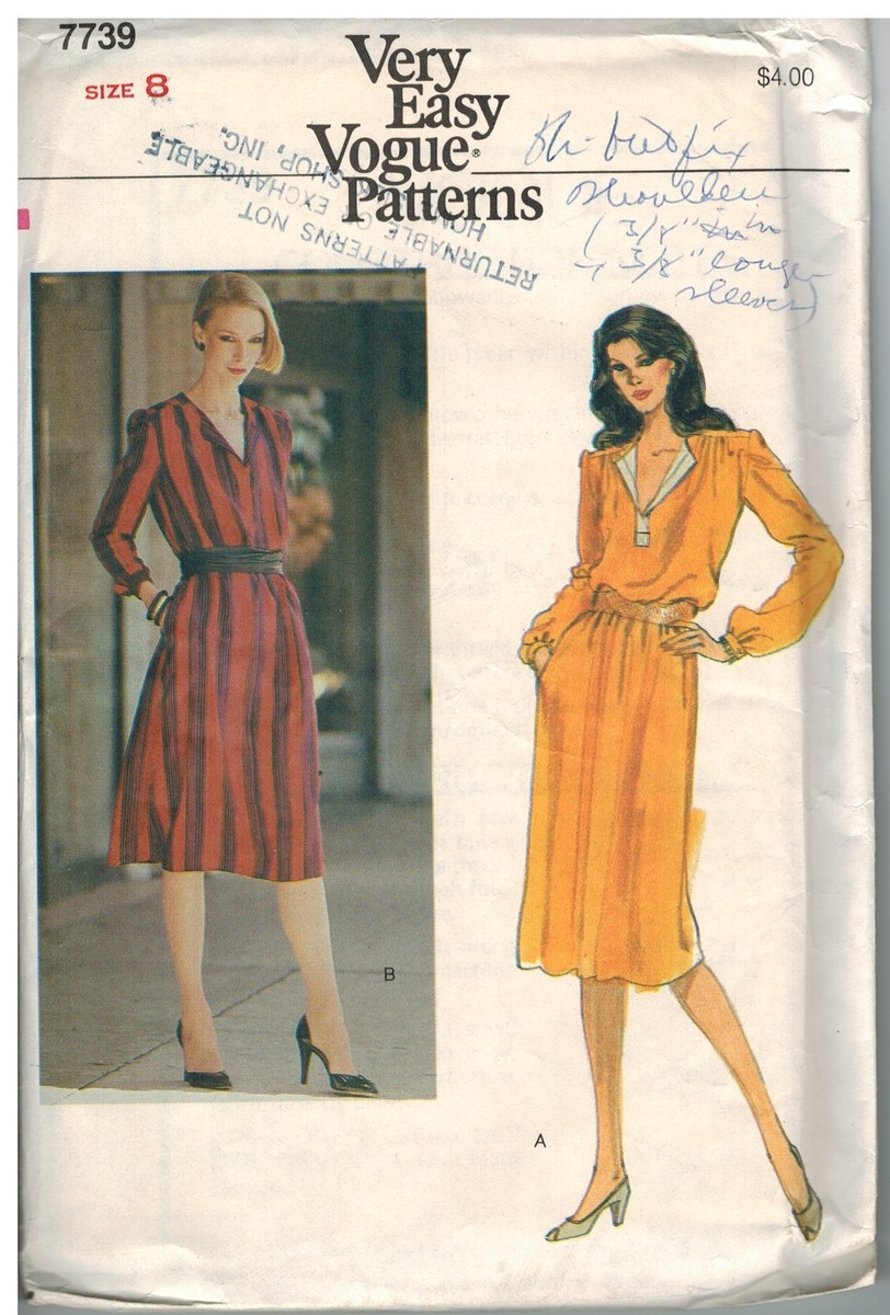 7739 Vogue Sewing Pattern Misses Loose Fitting Pullover