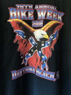 Daytona Beach Bike Week 2016 Eagle Flag T Shirt Blck XL | eBay