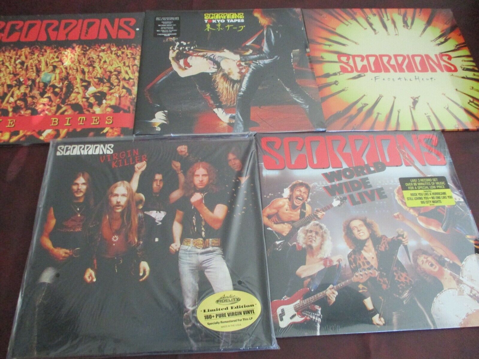 SCORPIONS VIRGIN KILLER AUDIO FIDELITY 180G LP & ORIGINAL WORLD LIVE + MORE SET 