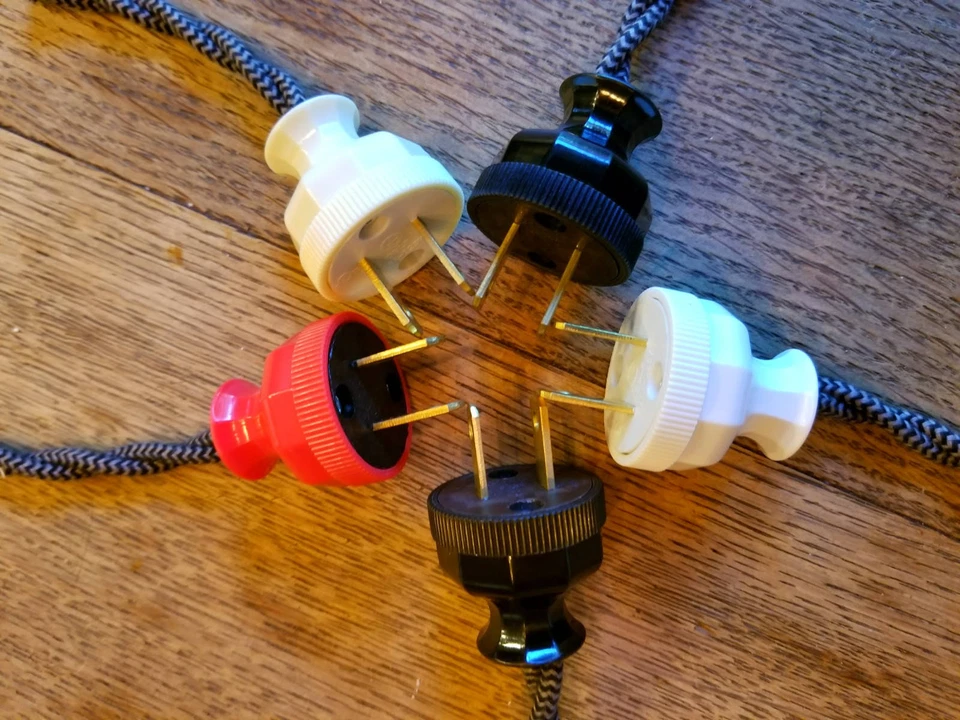 Antique Replica Electrical Plug - Long neck decagon design polarized cord rewire - Image 3 of 4