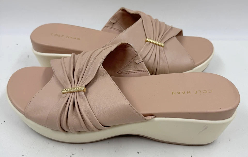 Sandalias para mujer Cole Haan Grand'os Aubree talla 10,5 zapatos deslizables de cuero beige Foto 2 de 4