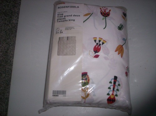 IKEA Rosenfibbla KING Duvet Cover Scandinavian Floral Cotton NIP - Picture 7 of 8