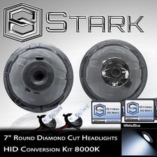 H6024 Head Light Glass Diamond Housing Lamp Classic Chrome 7 Round Hid Kit