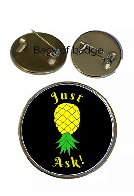 Just Ask Swingers Ananas 25 mm Silber Metall Reversnadel Abzeichen