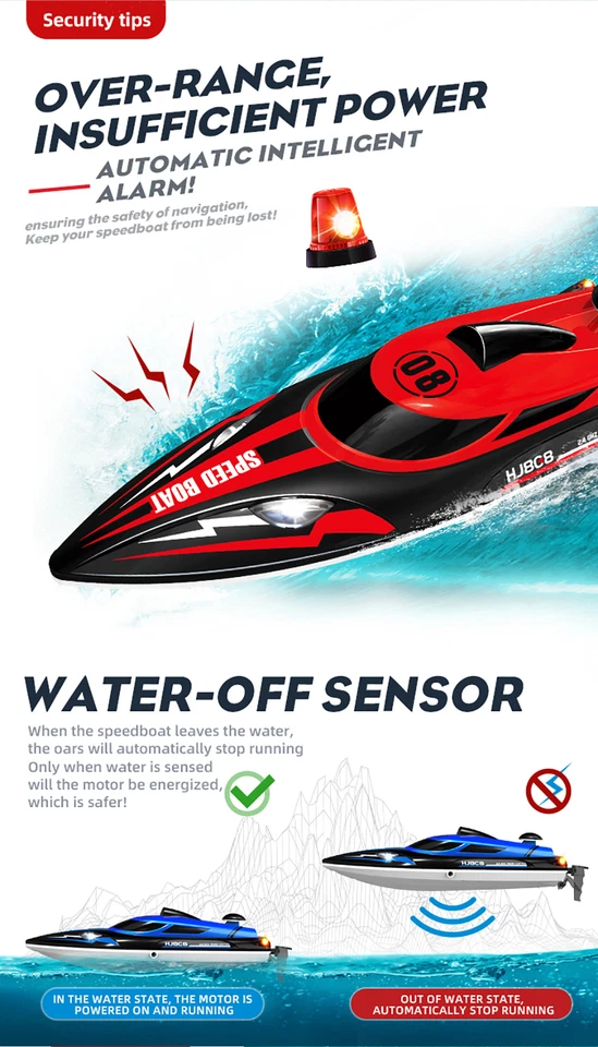 HJ808 RC Boat 2,4G High-Speed ​​Fernbedienung Boot LED 370 Brushed Motor 25Km/h - Bild 4 von 4
