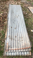 ONE VTG 9 ft Corrugated Roof Panel Tin Old Silver Metal PICK UP ONLY 632-24B