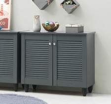 TAD | Dark Grey 3 Tiers 2 Doors Shoe Storage Cabinet Footwear Stand Rack Unit