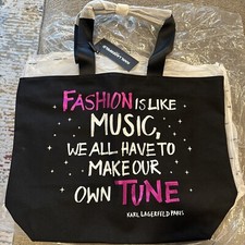 New Karl Lagerfeld Paris Kristen Canvas Tote Bag - Black/Pink- Paris theme
