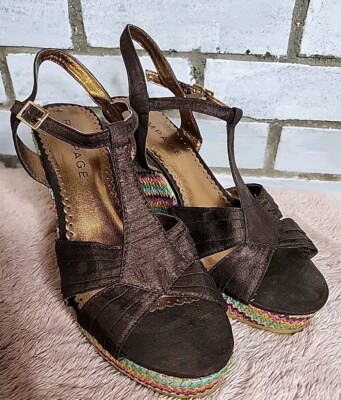 ☆ Rampage Bridgette Wedges Sandals Women’s M Brown Multi Espadrilles  Shoes