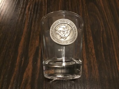 U.S. Navy Design Collectible Shot Glass - Extra Thick, Pewter Navy Crest