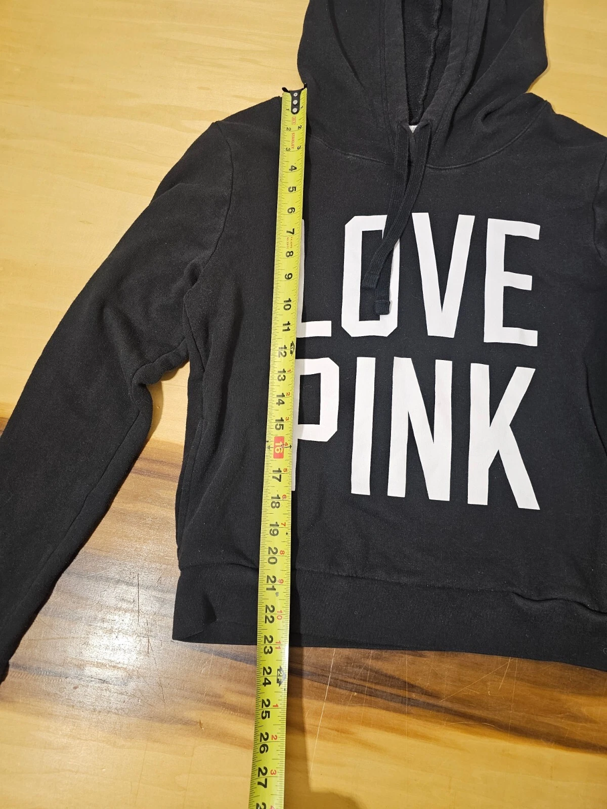 UNDERCOVER Victoria’s Secret Pullover Rosa Felpa con Cappuccio e Tasche Nero Donna Med