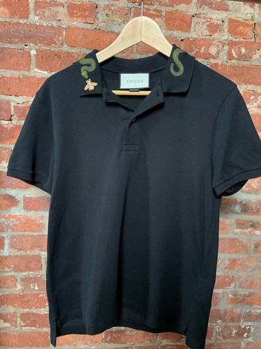 Gucci Men's Black Cotton Polo With 