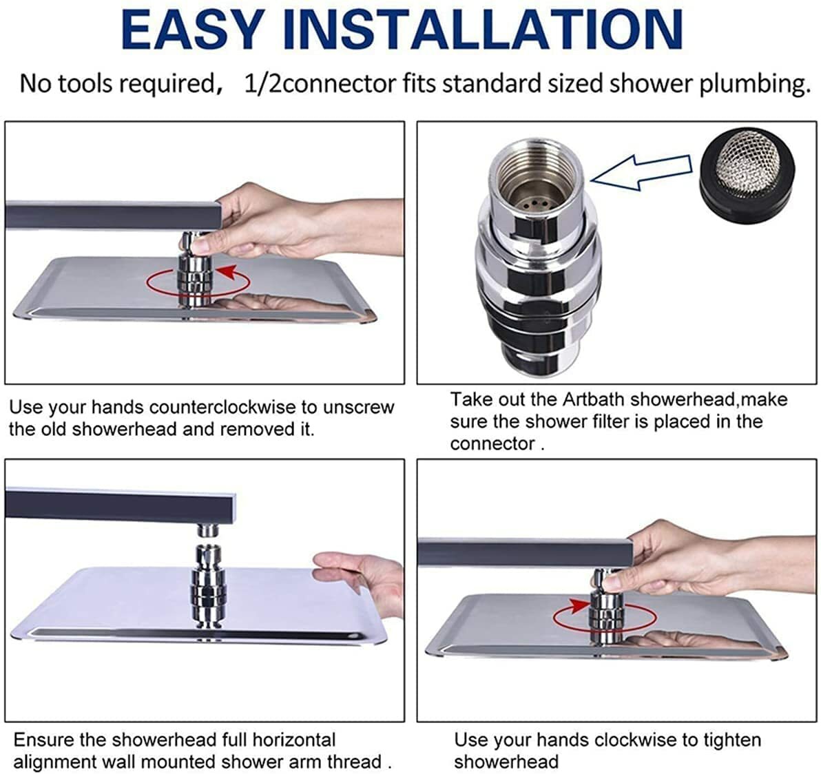 16inch Stainless Steel Shower Head Ceiling/Wall Mount Chrome Rain Square Sprayer
