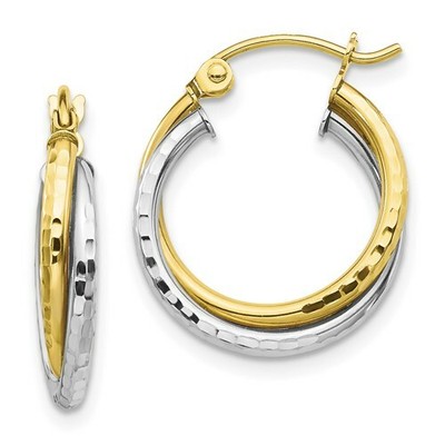 10 Karat bicolor Gold Twist Creolen 10TC366