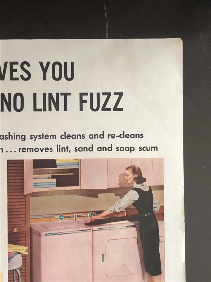 General Electric 1955 lavadora automática impresión anuncio filtro-Flo de colección años 50 sin pelusa Foto 3 de 4