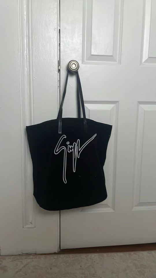 Giuseppe Zanotti Black tote Logo Flannel Handbag - Image 3 of 4