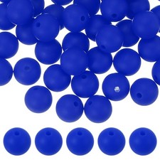 60 Pcs Silicone Beads, 9mm Bulk Beads for Keychain Making, Dark Blue