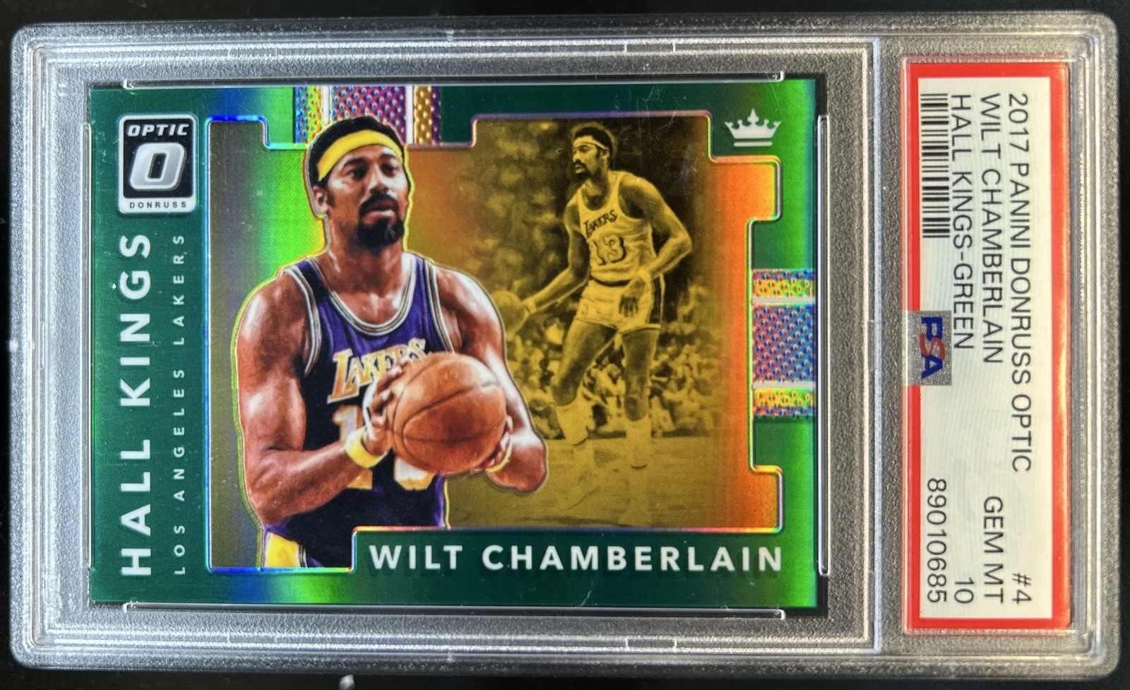 2017-18 Panini Donruss Optic Wilt Chamberlain Hall Kings Green #/5 Lakers PSA 10