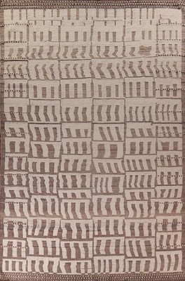 Neutral Tone Moroccan Large Rug 12x16 Ft Hand-Knotted Oriental Wool Carpet