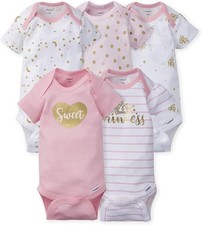 Gerber Princess Onesies Set 5 Pezzi 0-3 Mo Principessa Dolci Castelli Punti Stelle NUOVO