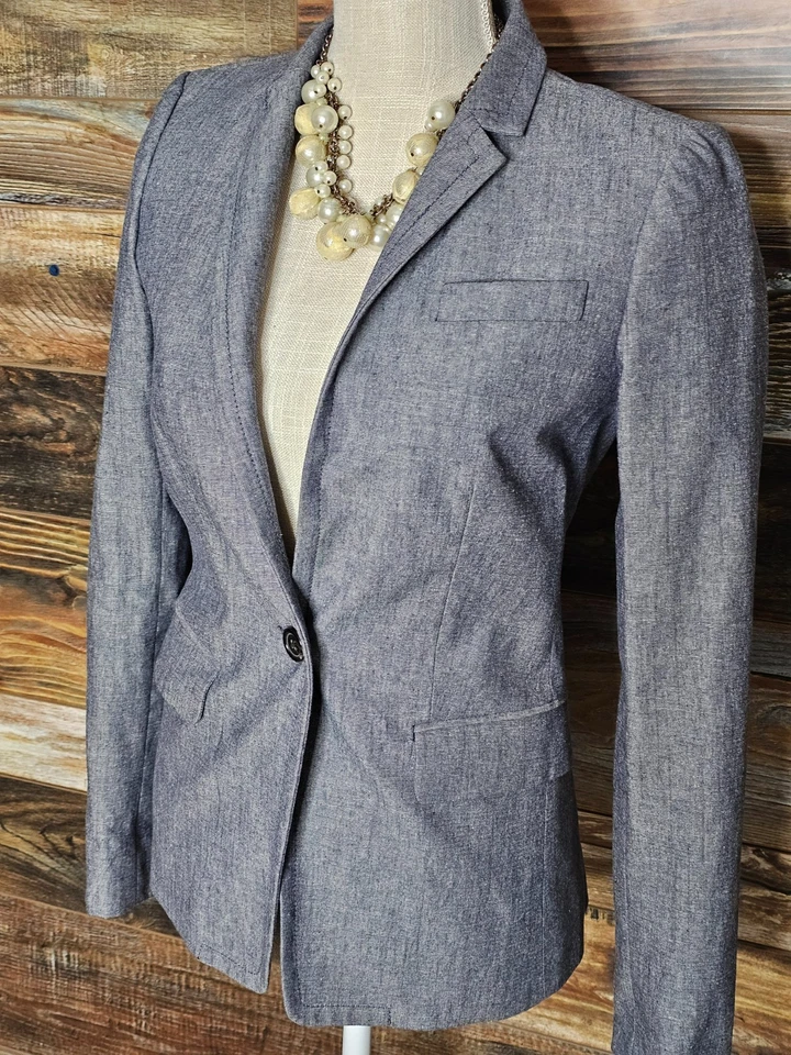 J. Chaqueta Blazer Crew Etiqueta Negra 100% Algodón Estilo Jeans Puños de Trabajo Talla 0 Foto 4 de 4