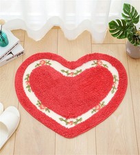 Heart Shaped Floral Rural Style Rug, Water Absorbent Bathroom Floor Mat, Show