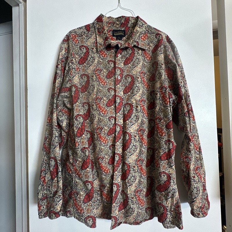 cremieux mens shirt xxl Premium Denim Paisley Print