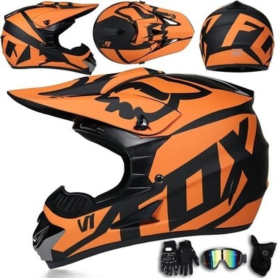 Kinder Erwachsene Motocross Helm Integralhelm + Cross Brille + Handschuhe DE