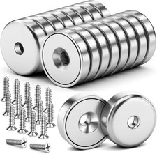 16Pack 40LBS Strong Magnets with Holes, Round Cup Magnets with Screws for Wall