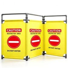 3 Panels Safety Barricade 5.8FT Foldable Security Sign Barrier Gate with Heavy