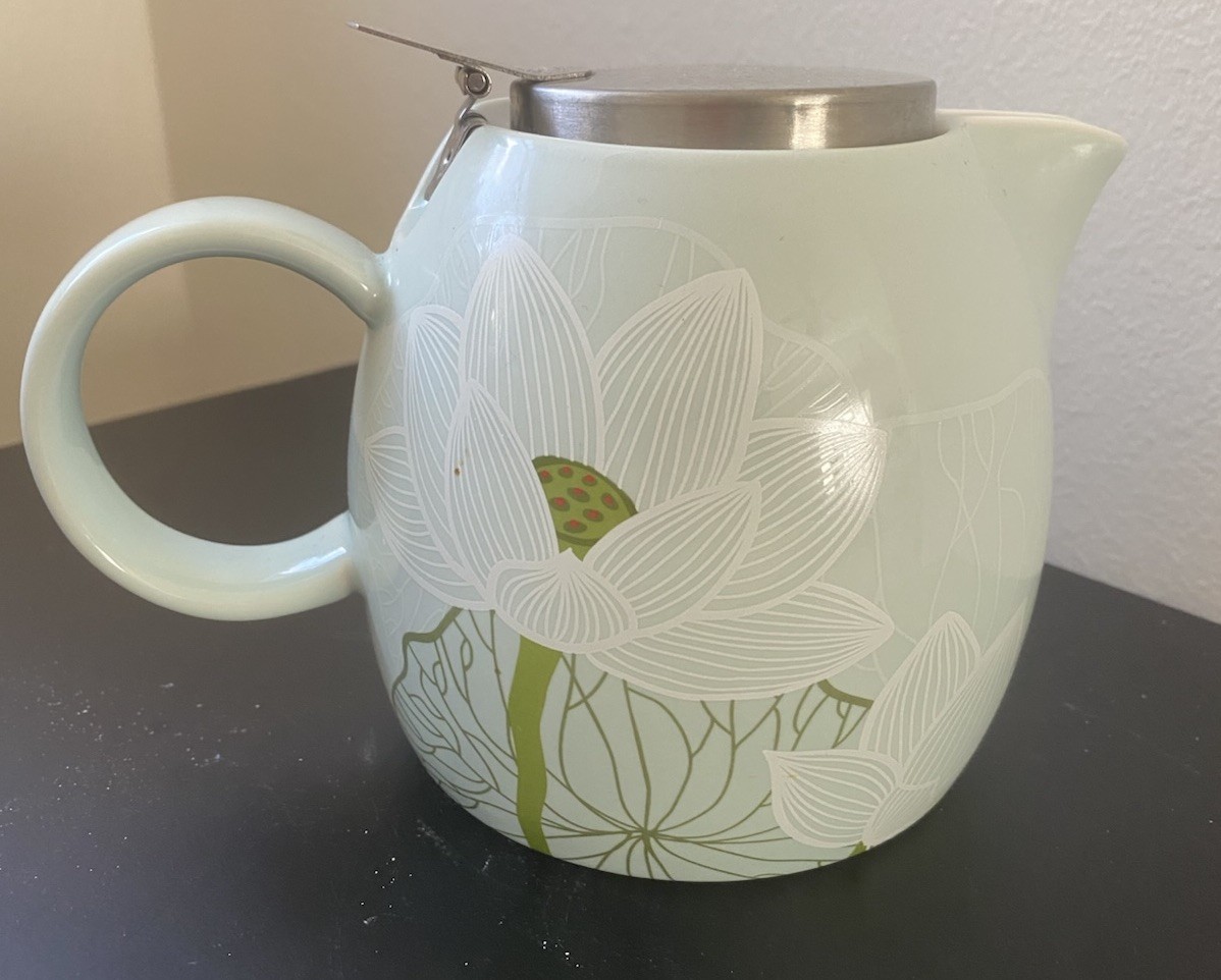 Forte Lotus Water Lily Green Teapot With Infuser 24 Oz Loose
