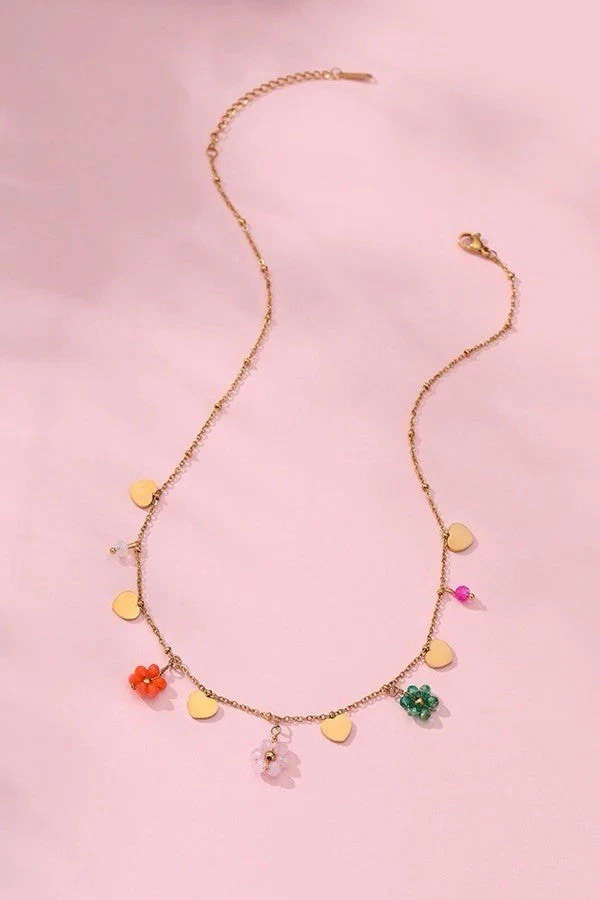 Colourful Charms Necklace 18K triple plated gold stainless steel Jewellery Bali - Image 2 of 4