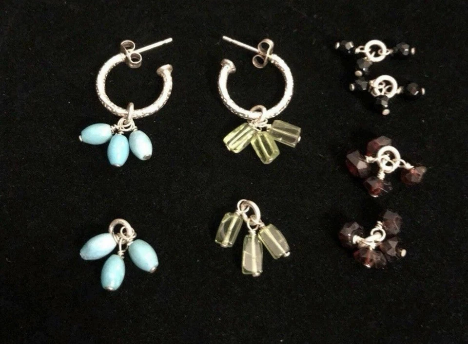 Juego de pendientes Silpada plata 925 - gemas intercambiables Foto 3 de 4