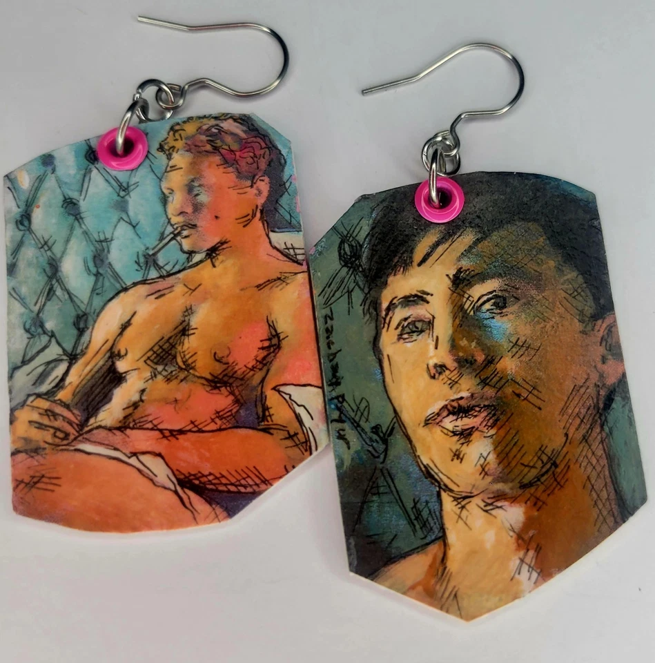 Pendientes pintados a mano Heated Rivalry Ilya Rozanov Shane Hollander Gay Romance Foto 2 de 4